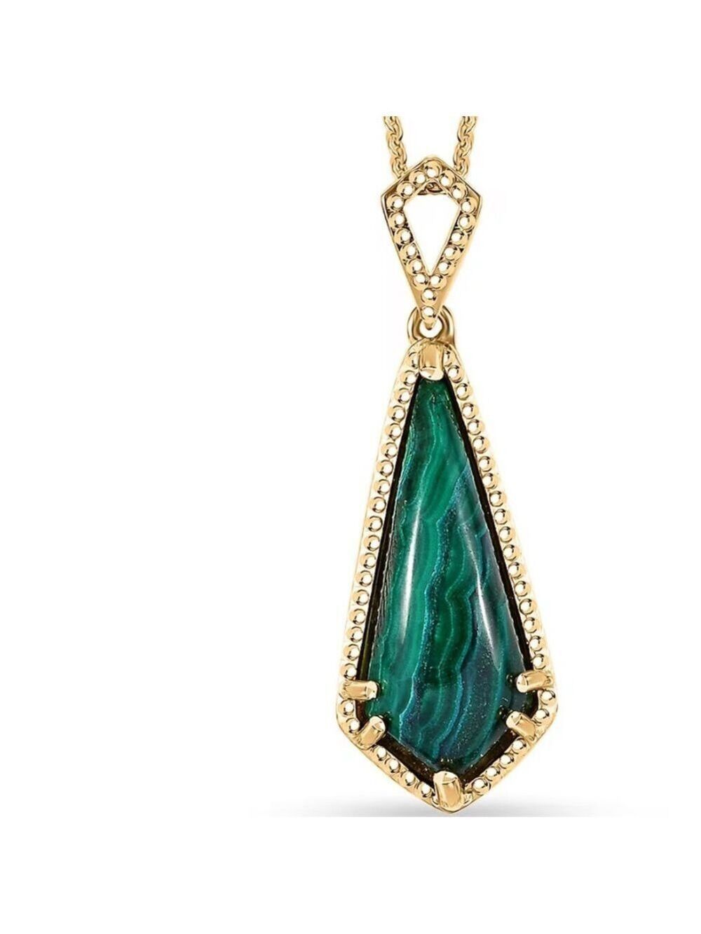 African Malachite Kite Pendant Necklace 18K Vermeil over Sterling Silver – 20”